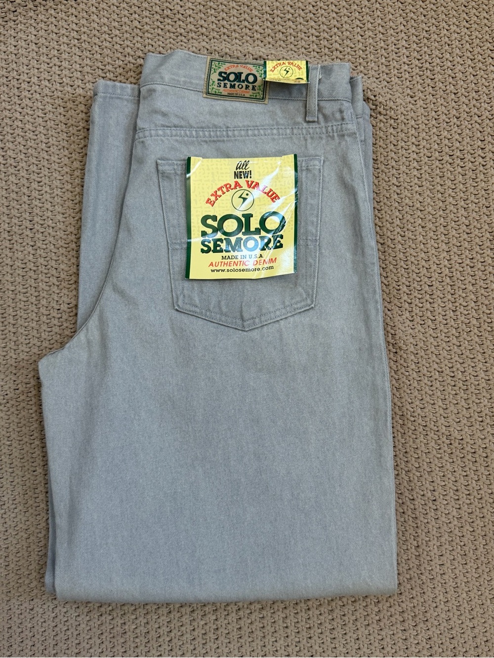 solo Men's Light Gray Relaxed Denim Jeans